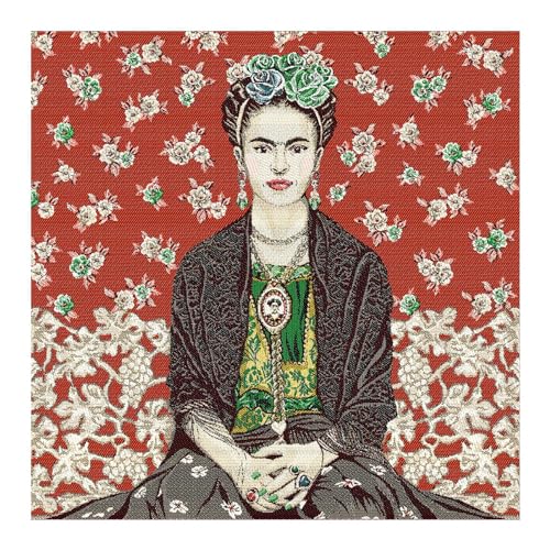 Stoff am Stück Stoff Kissen Panel Polyester Baumwolle Gobelin rot Portrait Carmen 50 x 50 cm von STOFFAMSTÜCK