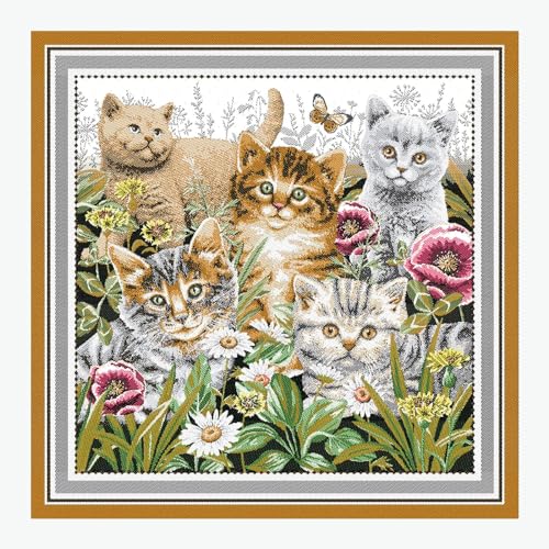 Stoff am Stück Stoff Kissen Panel Polyester Baumwolle Gobelin weiß Kätzchen Katzenbaby Katze 50 cm x 50 cm von STOFFAMSTÜCK