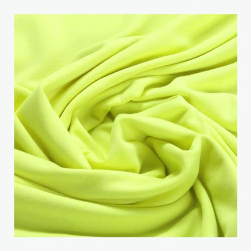 Stoff am Stück Stoff Baumwolle Polyester Elastan Single Jersey neon gelb T-Shirt Tricot weich dehnbar von STOFFAMSTÜCK