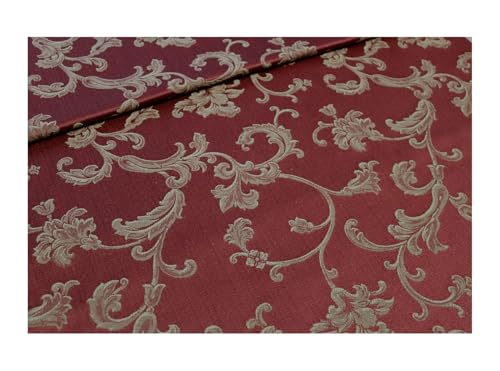 Stoff am Stück Stoff Baumwolle Polyester Jacquard bordeaux Ranke gold 280 cm breit von STOFFAMSTÜCK