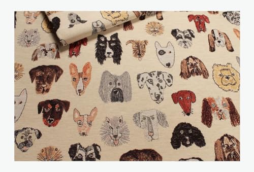 Stoff am Stück Stoff Baumwolle Polyester Polyacryl Gobelin natur Hund blickdicht Dekostoff Hunde Hunderassen von STOFFAMSTÜCK