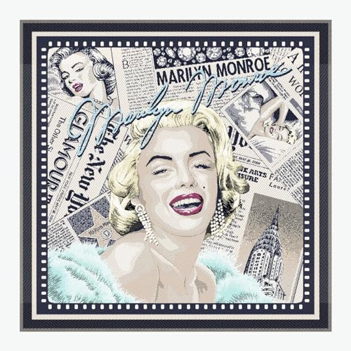 Stoff am Stück Stoff Kissen Panel Polyester Baumwolle Gobelin Marilyn Monroe türkis 50 x 50 cm von STOFFAMSTÜCK