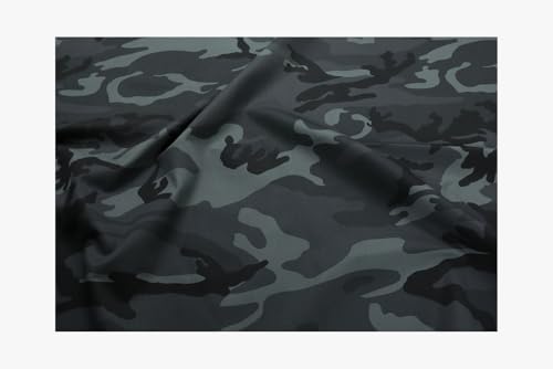 Stoff am Stück Stoff Polyester Baumwolle Köper Flecktarn grau schwarz Camouflage Tarndruck von STOFFAMSTÜCK