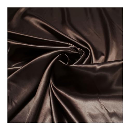 Stoff am Stück Stoff Polyester Satin dunkelbraun leicht blickdicht glänzend glatt schokobraun braun von STOFFAMSTÜCK