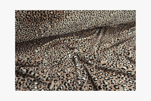 Stoff am Stück Stoff Polyester Wellness Fleece beige Leopard schwarz weiß Kuschelfleece Leo von STOFFAMSTÜCK