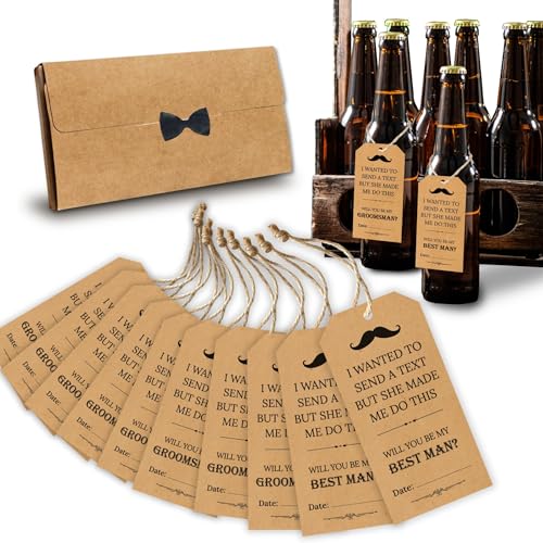 Stofinity Trauzeugen-Antragsgeschenk – 8 Karten mit Aufschrift "Will You Be My Groomsman", 2 "Will You Be My Best Man" Antragsgeschenke, Trauzeugen-Geschenke vom Bräutigam, Take Shot Tag von STOFINITY