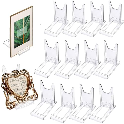 12 stück Kunststoff Aufsteller Ständer Medaillenständer Easels Display Stand Dish Rack Transparenter Bilderständer Klappbar Telleraufsteller Geeignet für Rezept Anzeigen von STOOKI