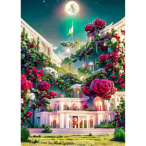 STOOKI 5D Diamant Painting Diamond Painting Pictures Diy Diamant Malerei Kit Moon Diamond Painting Geeignet Für Home Room Decor 30 X 40 Cm (Mond Rose) von STOOKI