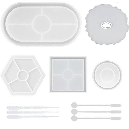 Silikonformen Epoxidharz Formen Set 11 Stück,DIY Untersetzer Silikonform,Tray Silikonform,für DIY Bastelarbeiten Tablett Ornament,Herstellung von Tee Tablett,zum Gießen mit Harz, Beton, Zement von STORIMO