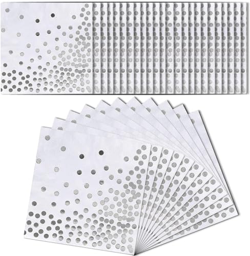 Servietten, Papierservietten Paper Napkins,Punkte,für Hochzeit Feiertagsfeier (silver) von STOUCLA