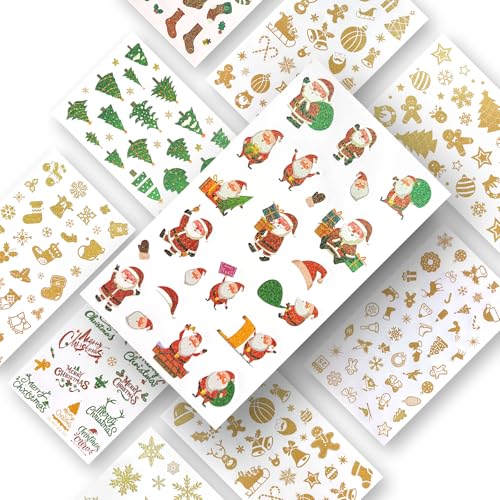 STQDEU 332 Stück Glitzer Sticker Weihnachten, Selbstklebende Weihnachtsmotive für Fenster，Sticker fürWeihnachten,Selbstklebende Weihnachtsmotive,Weihnachtliche Aufkleber für DIY-Dekoratio von STQDEU