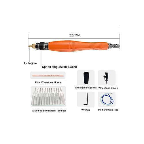 STRAFBRG Pneumatische Ultraschall-Schleifmaschine, ölfreie Maschine for Trimmen von Legierungen, kleine Poliermaschine mit hin- und hergehender Luftfeile,Kraftvolle Leistung(Set 2) von STRAFBRG