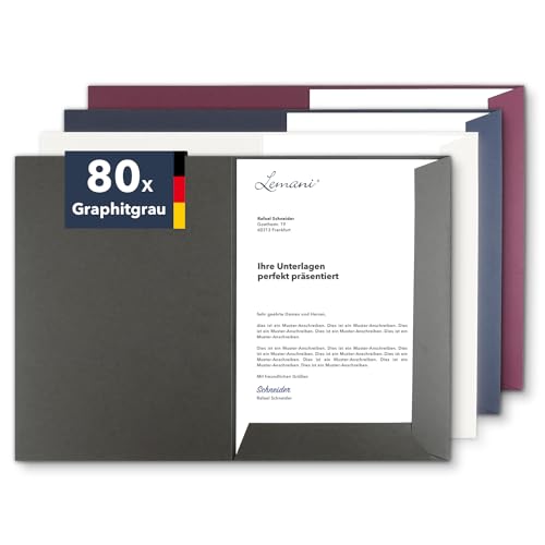 Präsentationsmappe A4 in Graphitgrau (80 Stück) - sehr stabiler 320 g/m² Premium-Karton - direkt vom Hersteller STRATAG - Dokumentenmappe Mappe A4 Angebotsmappe Pappmappe Projektmappe von STRATAG