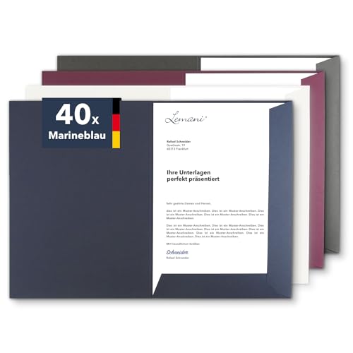 Präsentationsmappe A4 in Marineblau (40 Stück) - sehr stabiler 375 g/m² Premium-Karton - direkt vom Hersteller STRATAG - Dokumentenmappe Mappe A4 Angebotsmappe Pappmappe Projektmappe von STRATAG