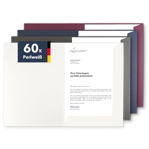 Präsentationsmappe A4 in Perlweiß (60 Stück) - sehr stabiler 350 g/m² Premium-Karton - direkt vom Hersteller STRATAG - Dokumentenmappe Mappe A4 Angebotsmappe Pappmappe Projektmappe von STRATAG