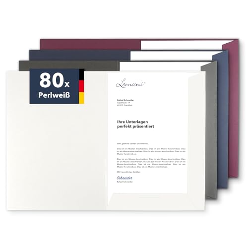 Präsentationsmappe A4 in Perlweiß (80 Stück) - sehr stabiler 350 g/m² Premium-Karton - direkt vom Hersteller STRATAG - Dokumentenmappe Mappe A4 Angebotsmappe Pappmappe Projektmappe von STRATAG