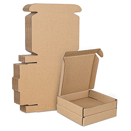 Klein Versandkartons, 100x100x20mm Mini Großbriefkartons für Postversand, Versandtaschen Warensendung, Braune Verpackungskartons für Geschäft, Aufbewahrung oder Geschenkbox, aus Wellpappe(25 Stück) von STRBOXONG