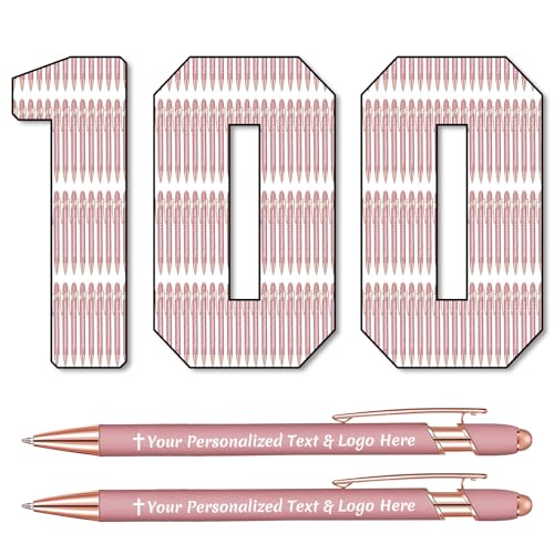 STREADVE 100 Kugelschreiber mit Gravur Kugelschreiber Personalisiert Logo Name Stift Personalisierte Kuli Dankeschön Geschenk Hochwertig für Hochzeit Geburtstag Frauen, Roségold von STREADVE