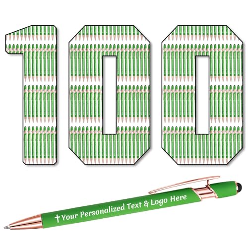 STREADVE 100 Kugelschreiber mit Gravur Kugelschreiber Personalisiert Logo Name Stift Personalisierte Kuli Dankeschön Geschenk Hochwertig für Hochzeit Geburtstag Mitarbeiter, Grün von STREADVE