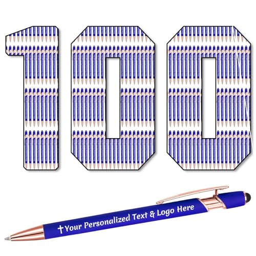 STREADVE 100 Kugelschreiber mit Gravur Kugelschreiber Personalisiert Logo Name Stift Personalisierte Kuli Dankeschön Geschenk Hochwertig für Lehrer Hochzeit Geburtstag, Blau von STREADVE