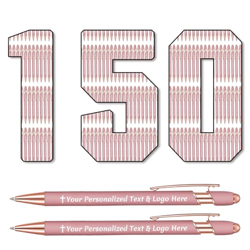 STREADVE 150 Kugelschreiber mit Gravur Kugelschreiber Personalisiert Logo Name Stift Personalisierte Kuli Dankeschön Geschenk Hochwertig für Hochzeit Geburtstag Frauen, Roségold von STREADVE