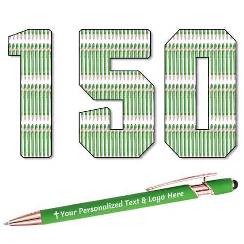 STREADVE 150 Kugelschreiber mit Gravur Kugelschreiber Personalisiert Logo Name Stift Personalisierte Kuli Dankeschön Geschenk Hochwertig für Hochzeit Geburtstag Mitarbeiter, Grün von STREADVE