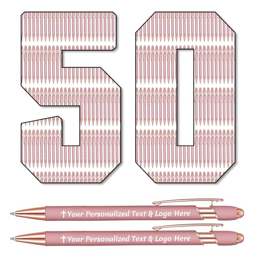 STREADVE 50 Kugelschreiber mit Gravur Kugelschreiber Personalisiert Logo Name Stift Personalisierte Kuli Dankeschön Geschenk Hochwertig für Hochzeit Geburtstag Frauen, Roségold von STREADVE