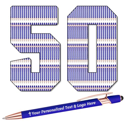 STREADVE 50 Kugelschreiber mit Gravur Kugelschreiber Personalisiert Logo Name Stift Personalisierte Kuli Dankeschön Geschenk Hochwertig für Lehrer Hochzeit Geburtstag, Blau von STREADVE