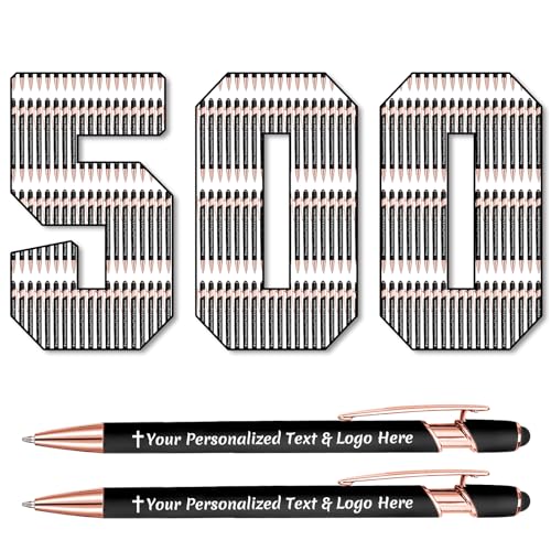 STREADVE 500 Kugelschreiber mit Gravur Kugelschreiber Personalisiert Logo Name Stift Personalisierte Kuli Dankeschön Geschenk Hochwertig für Hochzeit Geburtstag Mitarbeiter, Schwarz von STREADVE