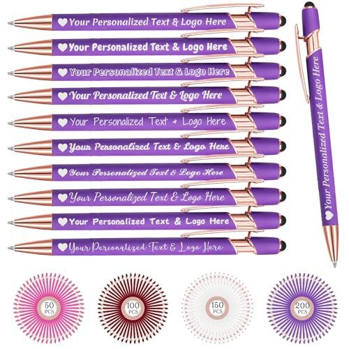 STREADVE Kugelschreiber mit Gravur 10 Kugelschreiber Personalisiert Logo Name Stift Personalisierte Kuli Dankeschön Geschenk Hochwertig für Hochzeit Geburtstag Frauen, Lila von STREADVE