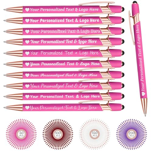 STREADVE Kugelschreiber mit Gravur 10 Kugelschreiber Personalisiert Logo Name Stift Personalisierte Kuli Dankeschön Geschenk Hochwertig für Hochzeit Geburtstag Frauen, Rosa von STREADVE