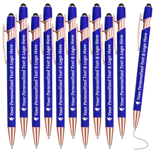 STREADVE Kugelschreiber mit Gravur 10 Kugelschreiber Personalisiert Logo Name Stift Personalisierte Kuli Dankeschön Geschenk Hochwertig für Lehrer Hochzeit Geburtstag, Blau von STREADVE