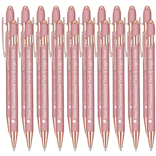 STREADVE Kugelschreiber mit Gravur 20 Kugelschreiber Personalisiert Logo Name Stift Personalisierte Kuli Dankeschön Geschenk Hochwertig für Hochzeit Geburtstag Frauen, Roségold von STREADVE