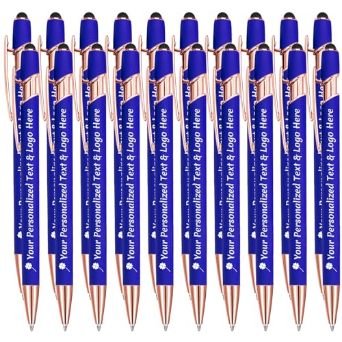 STREADVE Kugelschreiber mit Gravur 20 Kugelschreiber Personalisiert Logo Name Stift Personalisierte Kuli Dankeschön Geschenk Hochwertig für Lehrer Hochzeit Geburtstag, Blau von STREADVE