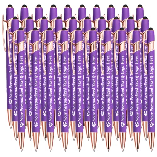 STREADVE Kugelschreiber mit Gravur 30 Kugelschreiber Personalisiert Logo Name Stift Personalisierte Kuli Dankeschön Geschenk Hochwertig für Hochzeit Geburtstag Frauen, Lila von STREADVE