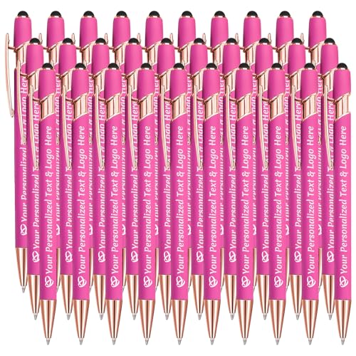 STREADVE Kugelschreiber mit Gravur 30 Kugelschreiber Personalisiert Logo Name Stift Personalisierte Kuli Dankeschön Geschenk Hochwertig für Hochzeit Geburtstag Frauen, Rosa von STREADVE