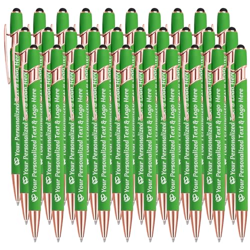 STREADVE Kugelschreiber mit Gravur 30 Kugelschreiber Personalisiert Logo Name Stift Personalisierte Kuli Dankeschön Geschenk Hochwertig für Hochzeit Geburtstag Mitarbeiter, Grün von STREADVE