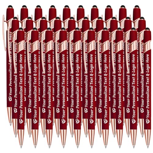 STREADVE Kugelschreiber mit Gravur 30 Kugelschreiber Personalisiert Logo Name Stift Personalisierte Kuli Dankeschön Geschenk Hochwertig für Kirche Lehrerin Taufe, Rot von STREADVE