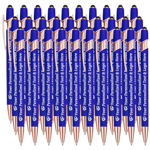 STREADVE Kugelschreiber mit Gravur 30 Kugelschreiber Personalisiert Logo Name Stift Personalisierte Kuli Dankeschön Geschenk Hochwertig für Lehrer Hochzeit Geburtstag, Blau von STREADVE