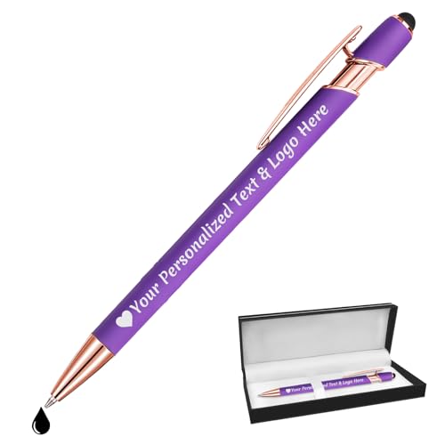 STREADVE Kugelschreiber mit Gravur Kugelschreiber Personalisiert Logo Name Stift Personalisierte Kuli Dankeschön Geschenk Hochwertig für Hochzeit Geburtstag Frauen, Lila von STREADVE