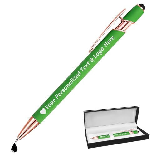 STREADVE Kugelschreiber mit Gravur Kugelschreiber Personalisiert Logo Name Stift Personalisierte Kuli Dankeschön Geschenk Hochwertig für Hochzeit Geburtstag Mitarbeiter, Grün von STREADVE