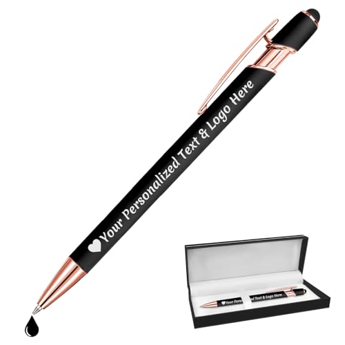 STREADVE Kugelschreiber mit Gravur Kugelschreiber Personalisiert Logo Name Stift Personalisierte Kuli Dankeschön Geschenk Hochwertig für Hochzeit Geburtstag Mitarbeiter, Schwarz von STREADVE