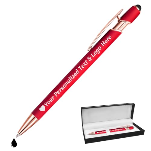 STREADVE Kugelschreiber mit Gravur Kugelschreiber Personalisiert Logo Name Stift Personalisierte Kuli Dankeschön Geschenk Hochwertig für Kirche Kommunion Taufe, Rot von STREADVE