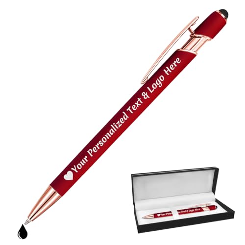 STREADVE Kugelschreiber mit Gravur Kugelschreiber Personalisiert Logo Name Stift Personalisierte Kuli Dankeschön Geschenk Hochwertig für Kirche Lehrerin Taufe, Rot von STREADVE