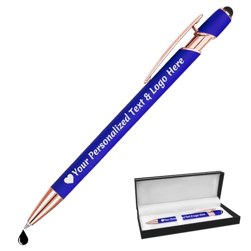 STREADVE Kugelschreiber mit Gravur Kugelschreiber Personalisiert Logo Name Stift Personalisierte Kuli Dankeschön Geschenk Hochwertig für Lehrer Hochzeit Geburtstag, Blau von STREADVE