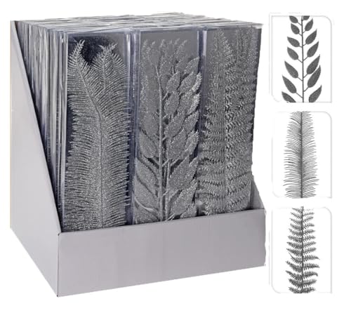 Deko Zweig GLITTER 32x7,5cm silber Formenmix (3 Stk) von STREFA