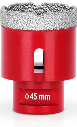 STREND PRO Diamant Bohrkrone Fliesen 45mm für Fliesen/Glas/Feinsteinzeug | PREMIUM Diamant Lochsäge Winkelschleifer Flex M14 | Fliesenbohrer Diamant | Keramik/Granit/Steinfliesen | Fliesen Bohrkrone von STREND PRO