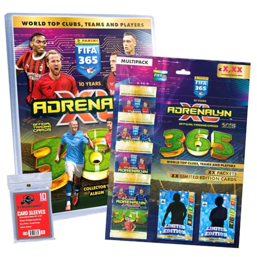 Bundle mit Panini FIFA 365 Karten 2025 - Adrenalyn XL Trading Cards - Exklusive STRONCARD Sammelkarten Hüllen - Auswahl (1 Mappe + 1 Multipack) von STRONCARD