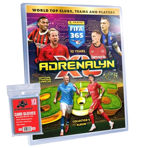 Bundle mit Panini FIFA 365 Karten 2025 - Adrenalyn XL Trading Cards - Exklusive STRONCARD Sammelkarten Hüllen - Auswahl (1 Sammelmappe) von STRONCARD