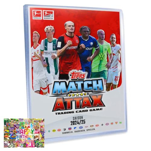 Bundle mit Topps Match Attax Trading Cards - Bundesliga Karten - Saison 2025 - Sammelkarten - Auswahl + Exklusive Geburtstagskarte (1 Sammelmappe) von STRONCARD